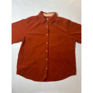 Orvis Mens Corduroy Button-Up Shirt Rust Red Size 16